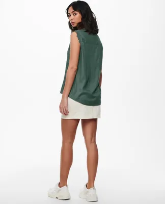 Produktbild von Legere Shirt Bluse mit Spitzen Details Ärmelloses Top Oberteil | 38