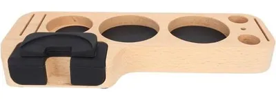 Produktbild von Elegantes Holz-Tamperstation für Barista, 51-58mm, hellbraun