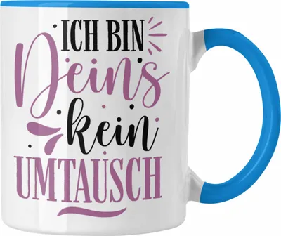 Produktbild von Trendation -  Tasse für Freund Geschenk mit Sprüchen Valentinstag Kaffeetasse Spruch Ich Bin Deins (Blau)