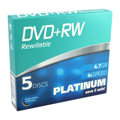 Produktbild von Platinum 4,7 GB DVD+RW DVD-Rohlinge (4x Speed) in 5er Pack Slim Case