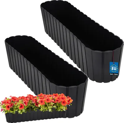 Immagine prodotto di KOTARBAU® 2 pz Fioriera da Esterno Vasi per Piante da Esterno Plastica 60 x 14 x 13 cm Antracite Vaso Fiori Fioriera Rettangolare da Esterno Rustico