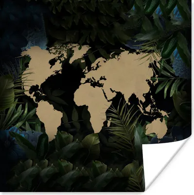 Produktbild von MuchoWow® Poster Weltkarte - Pflanzen - Tropisch 75x75 cm - Wand Dekoration