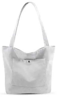 Image de Sac en velours côtelé pour femmes - Grand sac à bandoulière avec fermeture éclair