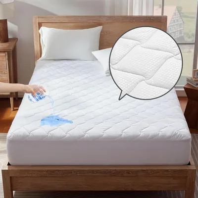 Zdjęcie produktu dla Ochraniacz na materac 200x200 cm, wodoodporny, biały, pikowany, oddychający