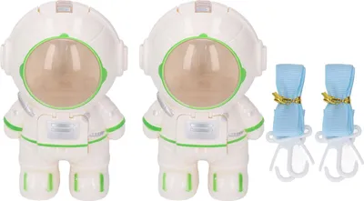 Produktbild von 2 Stück tragbarer Wasserspender mit Becherband, 250 ml, astronautenförmiger Strohhalm für Reisen im Freien, Beige