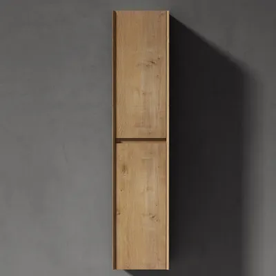 Produktbild von doporro Seitenschrank Badschrank Schmal Hochschrank Badezimmer Hängend Regal BHT ca: 35x30x160cm Midischrank in Kerneiche Rimo