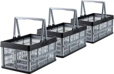 Produktbild von Famanu Aufbewahrungsbox mit Griff - Faltbare Kunststoffbox 16 L Grau