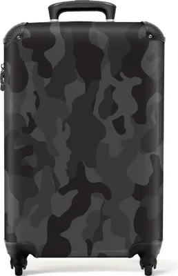 Obrázek produktu pro NoBoringSuitcases.com® Kufr Příruční zavazadlo Trolley Rolling suitcase Malý cestovní kufr na 4 kolečkách - Camouflage - Grey - Camouflage pattern - Black - Design - Cabin Size < 55x40x23 cm & 55x40x20 cm - Foto kufr - Cabin suitcase - Board luggagePříruční zavazadlo Kufr 55x35x20 cm, 36L,