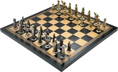 Immagine prodotto di Scacchi Medievali Italiani + Scacchiera In Pelle finta Oro/Nero 33