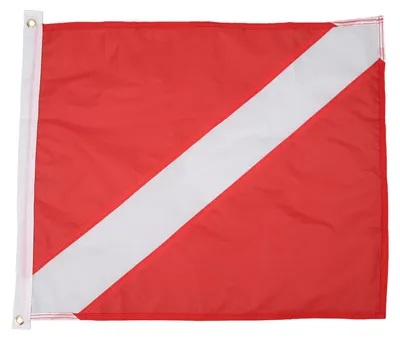 Immagine prodotto di Bandiera subacquea rossa e bianca, dai colori vivaci, leggera bandiera subacquea in nylon da 49 x 59 cm per attività subacquee