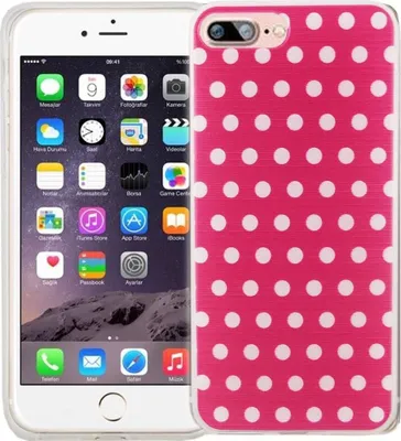 Produktbild von Handy Hülle für Apple iPhone 8 Plus Cover Case Schutz Tasche Motiv Slim Silikon TPU Polka Dot Pink