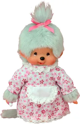 Immagine prodotto di Monchhichi figura di peluche nonna con vestito grigio