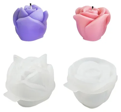 Produktbild von 2 Rosenkerzenformen aus Silikon, 3D-Rosenharz, Epoxidharz-Gießform für DIY-Wachs, Seife, Kerzen, Aromatherapie, Bastelarbeiten, Gipsformen, Tischdekoration