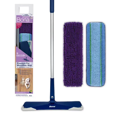 Produktbild von Bona Pet System Premium Teleskop-Mopp, Bodenreinigungshelfer für Haushalte mit Haustieren, inkl. zwei Mikrofaserpads
