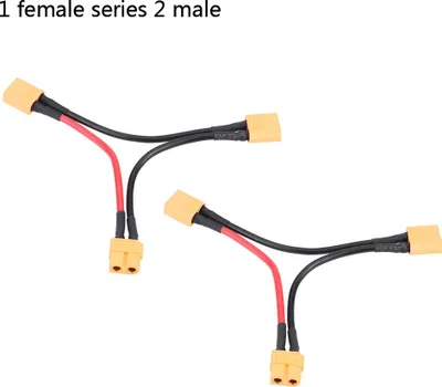 Productafbeelding van 2-delige set XT60-serie batterijstekkers, adapterkabel voor RC LiPo, 1 aansluiting naar 2 stekkers