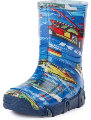 Produktbild von Ladeheid Kinder Mädchen Jungen Gummistiefel Gefüttert SwkBW (Blau Auto, 23/24)