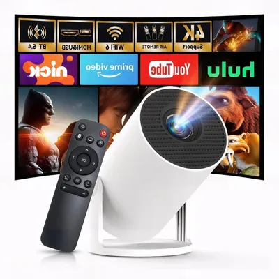 Imagen del producto de Mini proyector - Proyector portátil - Crea tu cine en casa - Wi-Fi 6, Bluetooth 5.4 - 0.9 kg - Blanco