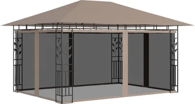 Produktbild von Pavillon mit Moskitonetz 4x3x2,73 m Taupe 180 g/m²