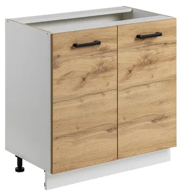 Image de Meuble bas de cuisine "Rita" - Naturel/Blanc - L 80 x H 82 cm
