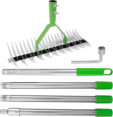 Produktbild von Rasenharke doppelseitig mit verstellbarem Stiel - 170 cm