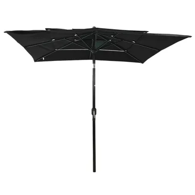 Produktbild von vidaXL Sonnenschirm mit Aluminium-Mast 3-lagig Schwarz 2,5x2,5 m
