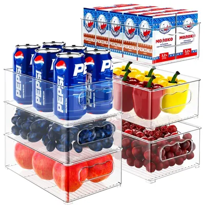 Productafbeelding van Koelkast organizer - Koelkastbakje - Set van 6 - Stapelbaar