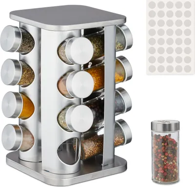 Produktbild von relaxdays Drehbares Gewürzkarussell mit 16 Gläsern