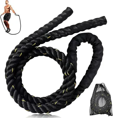 Produktbild von PolkaHome® Gewogen Springtouw für Erwachsene, 1 kg, Fitness Seil, Boxspringseil, Muskelaufbau, 3 m, schwarz