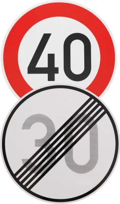 Produktbild von Original 2 x Verkehrszeichen Nr. 274-40 40 km/h und 278-30 Ende 30 km/h Geschenk Verkehrsschild Temposchild Schild Geburtstagsschild zum 40 Geburtstag