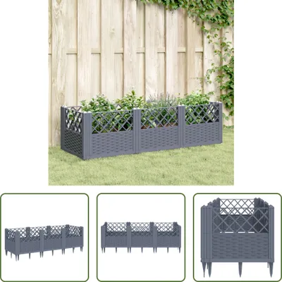 Produktbild von The Living Store Pflanzkasten mit Erdspießen Grau 123,5x43,5x43,5 cm PP