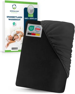 Produktbild von Sensalou Spannbettlaken 180 x 200 cm - Schwarz-Anthrazit (1er Pack)