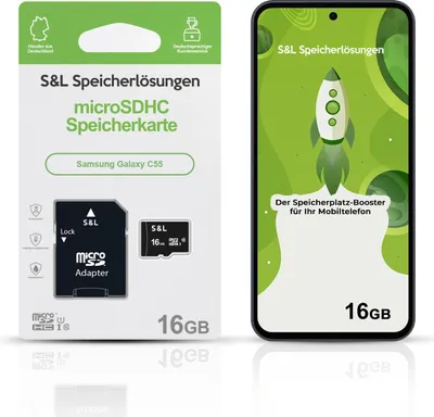 Produktbild von microSD Speicherkarte S&L für Samsung Galaxy C55 - Speicherkapazität: 16 GB