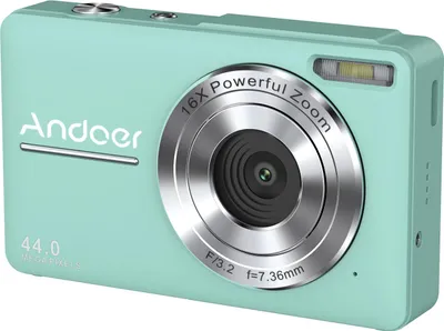 Obrázek produktu pro Andoer Přenosný digitální fotoaparát 1080P, videokamera, 44 MP, automatické ostření, 2,5 IPS obrazovka, 16x digitální zoom, detekce obličeje proti otřesům, detekce úsměvu, s paměťovou kartou 32 GB, 2 baterie, vánoční dárek pro děti, mládež