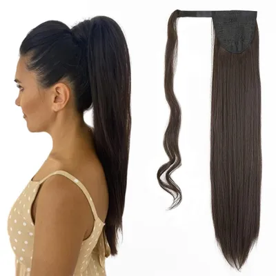 Productafbeelding van Clip-in paardenstaartverlenging, 60 cm, 125 gram, mediumbruin