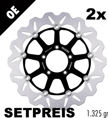 Immagine prodotto di Set di dischi freno Galfer 2x DF880CW WAVE® flottanti anteriori 320x4,5mm per Ducati Monster S ABS Superbike Streetfighter S4R Testastretta Evo Panigale 749 Anno 2003 - 2024