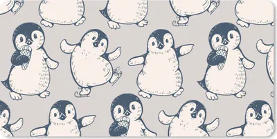 Produktbild von MuchoWow® Schreibtischunterlage Muster - Pinguin - Eis 80x40 cm - XXL Mauspad - Gaming Mauspad