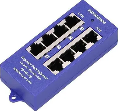 Obrázek produktu pro Extralink 4 Portový PoE injektor 4 gigabitové porty - spolehlivý napájecí systém