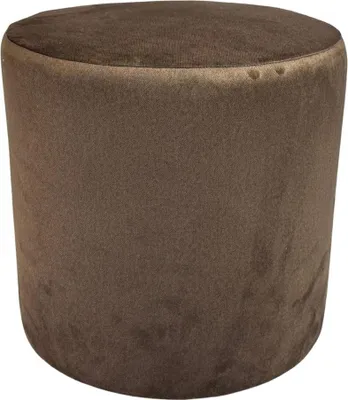 Obrázok produktu pre Velúrová taburetka ELEMENT 40x40 cm okrúhla - štýlová, nehorľavá a ľahko udržiavateľná taburetka - tmavohnedá