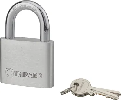 Image de Cadenas à clé, extérieur, alu, 60mm, anse acier nickelé, 2 clés - THIRARD