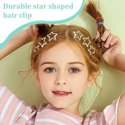 Produktbild von Silberne Stern-Haarspangen, 50 Stück, 3 Größen, Stern-Haarclips, Metall-Haarspangen für Mädchen und Damen, 1,22/1,54/2,36 Zoll