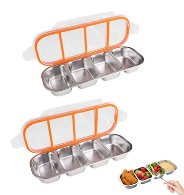 Immagine prodotto di Solidchoice - 2 contenitori per snack in acciaio inossidabile, scatole per snack a prova di perdite con 4 scomparti