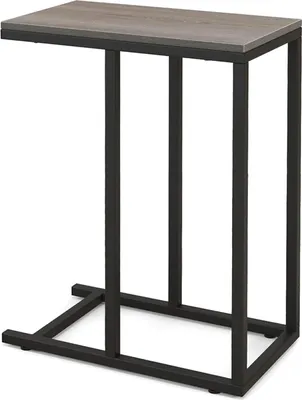 Produktbild von C-förmiger Beistelltisch, Tabletttisch für Laptop, stabiler Metallrahmen, Couch-Tisch, der unter die Couch schiebt, Snack-Beistelltisch, Graueiche