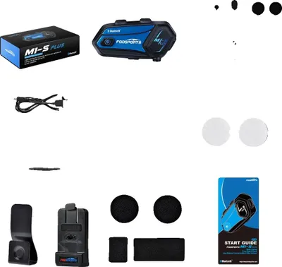 Zdjęcie produktu dla Interkom motocyklowy, łączność Bluetooth, udostępnianie muzyki, kompletny zestaw