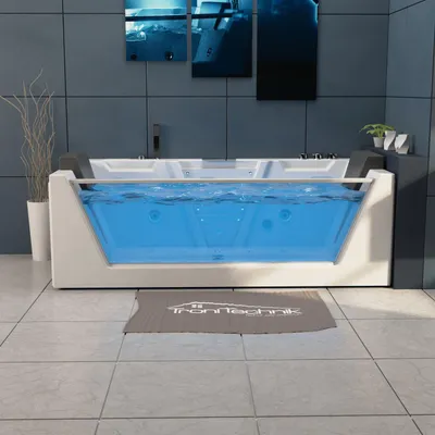 Produktbild von TroniTechnik® Whirlpool Badewanne MYKONOS 180cm x 88cm mit Heizung, Wasserfall, Hydromassage und Farblichtherapie, Sanitäracryl