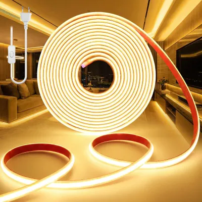 Zdjęcie produktu dla Taśma LED, 10 metrów, 220V, ciepła biel, 3000K, do użytku zewnętrznego, wodoodporna (IP65), 320 diod LED na metr