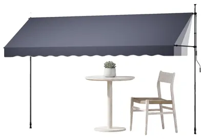 Immagine prodotto di VEVOR, tenda da sole a cassonetto da 400 cm, tenda da sole regolabile in altezza con manovella, ideale per terrazzi, balconi e giardini, protezione solare UPF 80+, colore grigio scuro