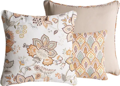 Produktbild von BELIANI Dekokissen 3er Set Mehrfarbig Baumwollbezug mit Füllung 45x45 cm & 50x30 cm Blättermuster Boho Zierkissen für Wohnzimmer Schlafzimmer Deko