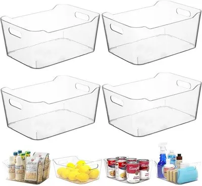 Productafbeelding van Ibenzoa® 4-delige set koelkastorganizers, BPA-vrij polyethyleen, 24,5 x 17 x 10,5 cm – multifunctionele, ruimtebesparende opbergboxen voor fruit, sauzen en bestek