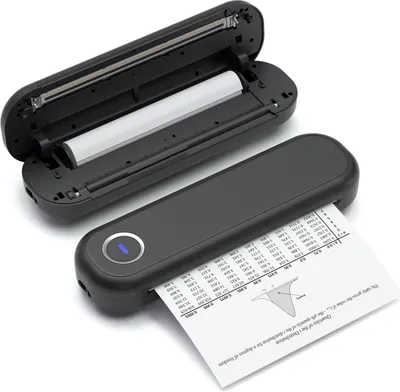 Tragbarer A4-Thermodrucker, kabellos und per USB, Verbindung mit mobilem Computer, 50 mm/56 mm/77 mm/107 mm/210 mm/216 mm (2 Zoll/3 Zoll/4 Zoll/8 Zoll/8,5 Zoll), US-Letter-A5-Papierformat fuer Buero und Schule, kompatibel mit Windows-/Mac-System, tintenloser Druck, PDF-Datei, Webseite, Vertragsdokumente, Bilder, wird mit 3 Papierrollen und Adapter geliefert