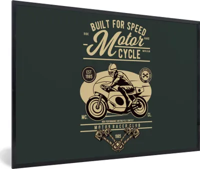 Produktbild von MuchoWow® MuchoWow® Gerahmtes Poster Mancave - Motorrad - Vintage - Zitate 60x40 cm - Poster mit zchwarzem Bilderrahmen - Printing - Wanddeko Schlafzimmer